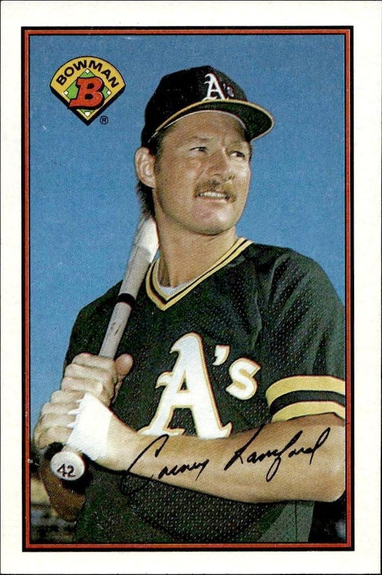 Carney Lansford 1989 Bowman Carney Lansford #198 baseball trading card front