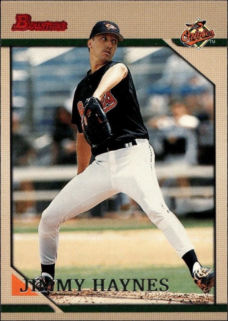 Jimmy Haynes 1996 Bowman Jimmy Haynes #184 baseball trading card front