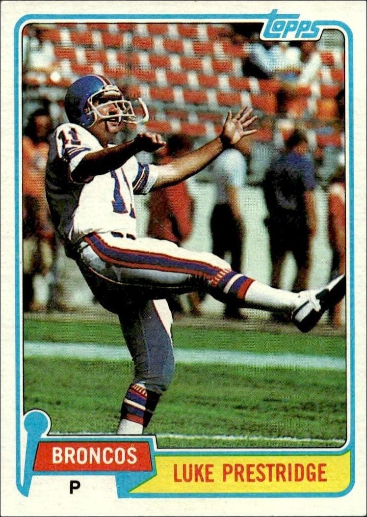 Luke Prestridge 1981 Topps Luke Prestridge #164 football trading card front
