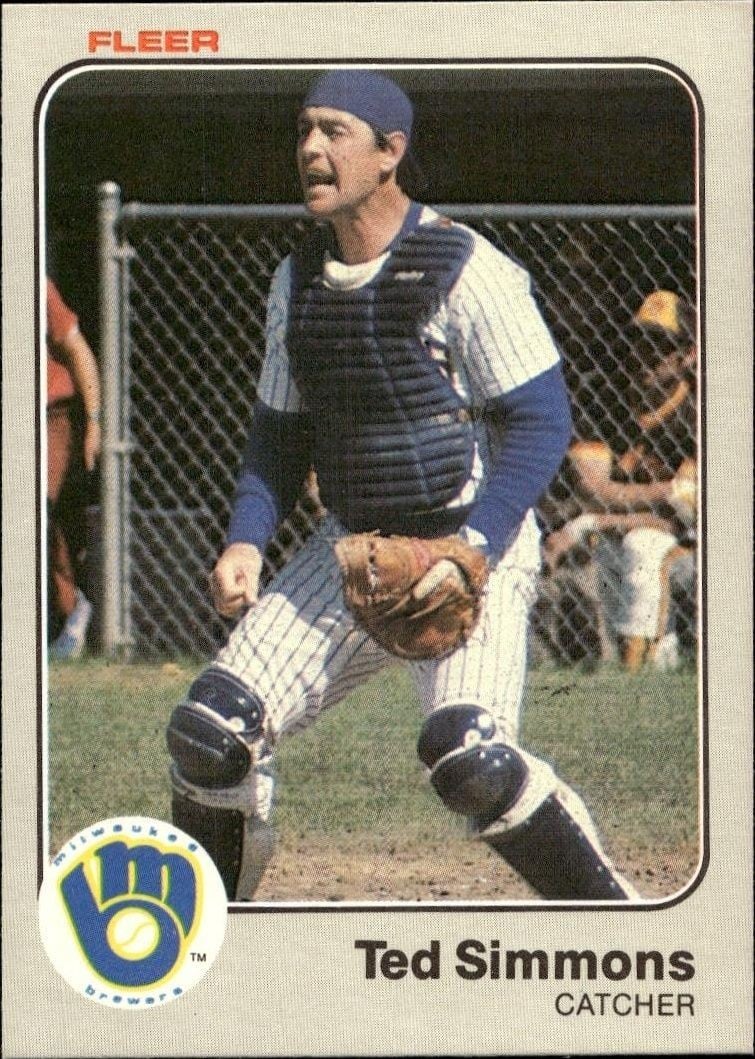 Ted Simmons 1983 Fleer Ted Simmons #45 baseball trading card front