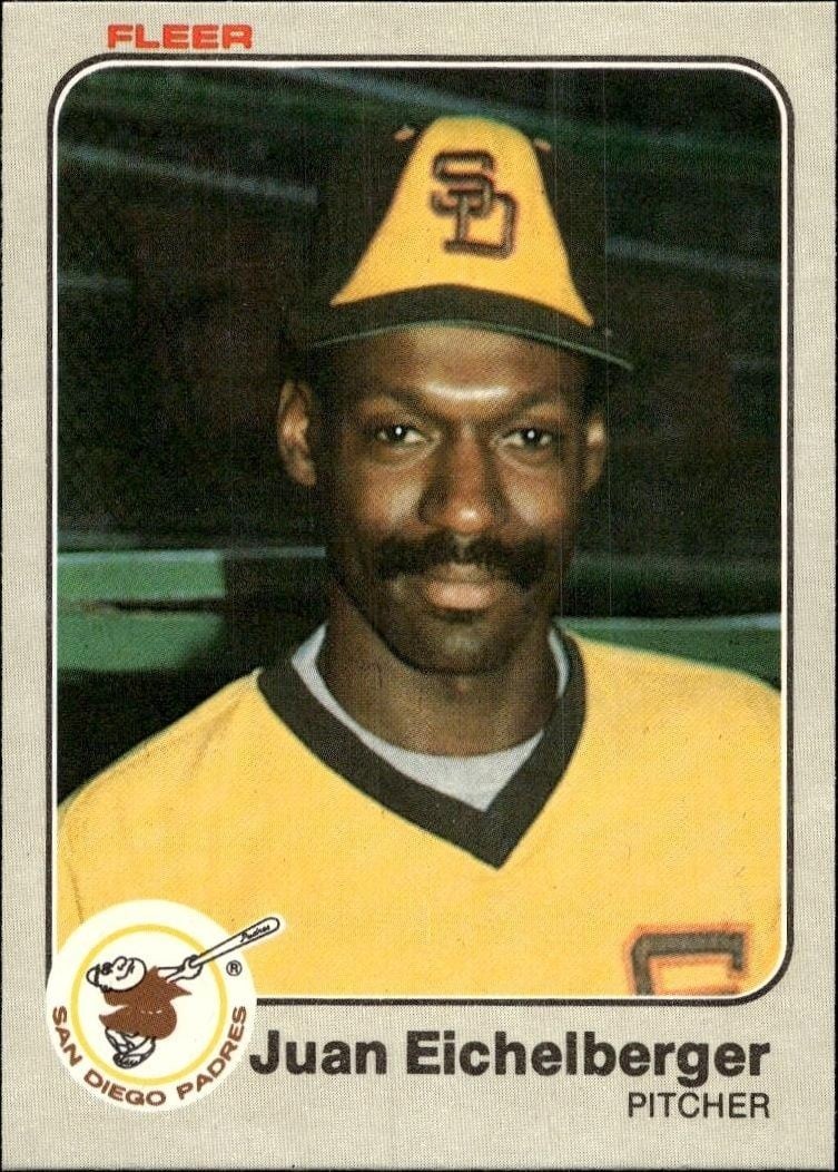 Juan Eichelberger 1983 Fleer Juan Eichelberger #358 baseball trading card front