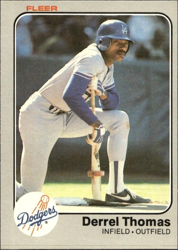 Derrel Thomas 1983 Fleer Derrel Thomas #223 baseball trading card front