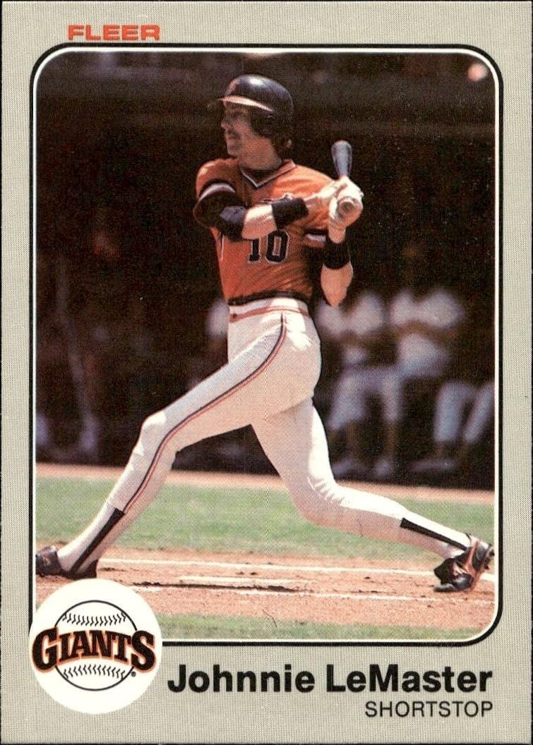 Johnnie LeMaster 1983 Fleer Johnnie LeMaster #266 baseball trading card front