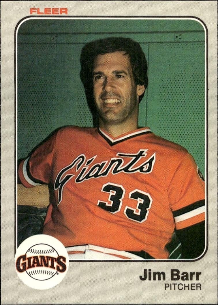 Jim Barr 1983 Fleer Jim Barr #252 baseball trading card front