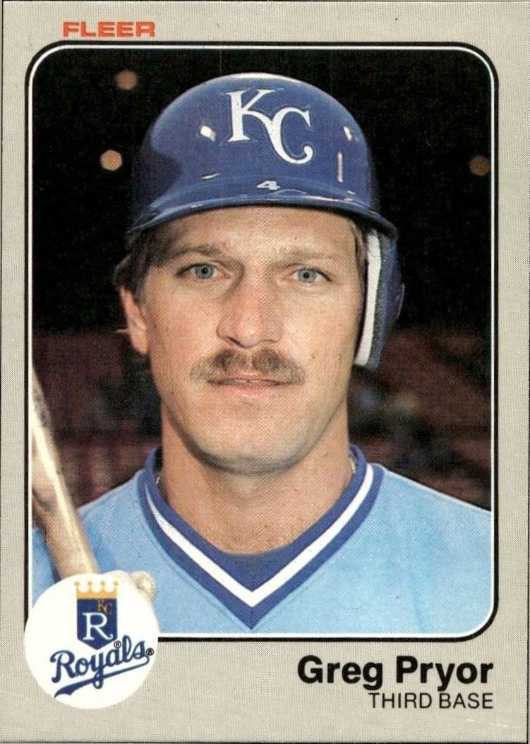 Greg Pryor 1983 Fleer Greg Pryor #121 baseball trading card front