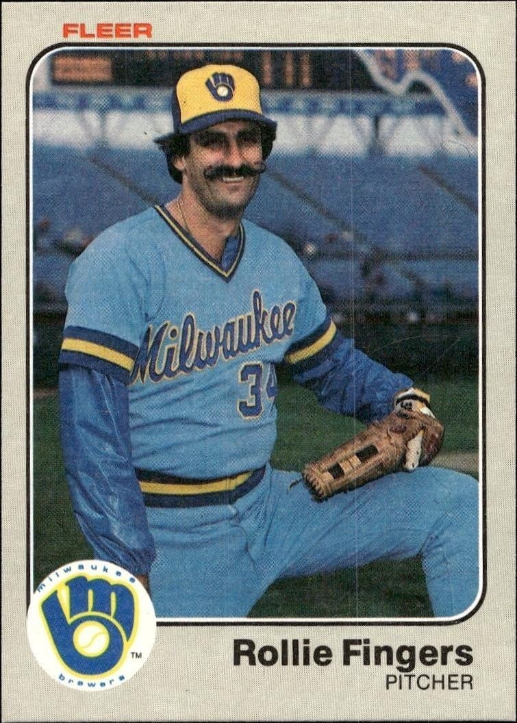 Rollie Fingers 1983 Fleer Rollie Fingers #33 baseball trading card front