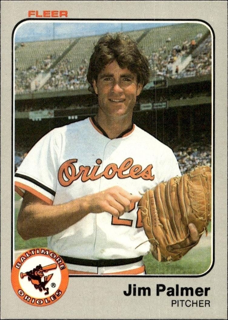 Jim Palmer 1983 Fleer Jim Palmer #69 baseball trading card front