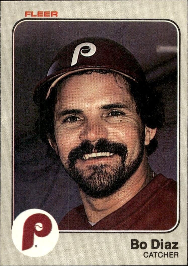 Bo Diaz 1983 Fleer Bo Diaz #160 baseball trading card front