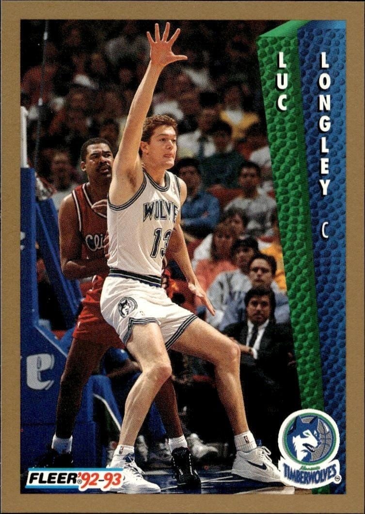 Luc Longley 1992 Fleer Luc Longley #134 basketball trading card front
