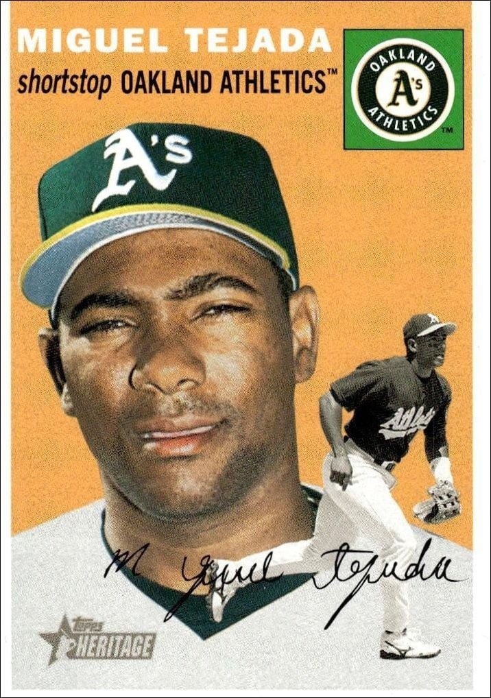 Miguel Tejada 2003 Topps Heritage Miguel Tejada #260 baseball trading card front