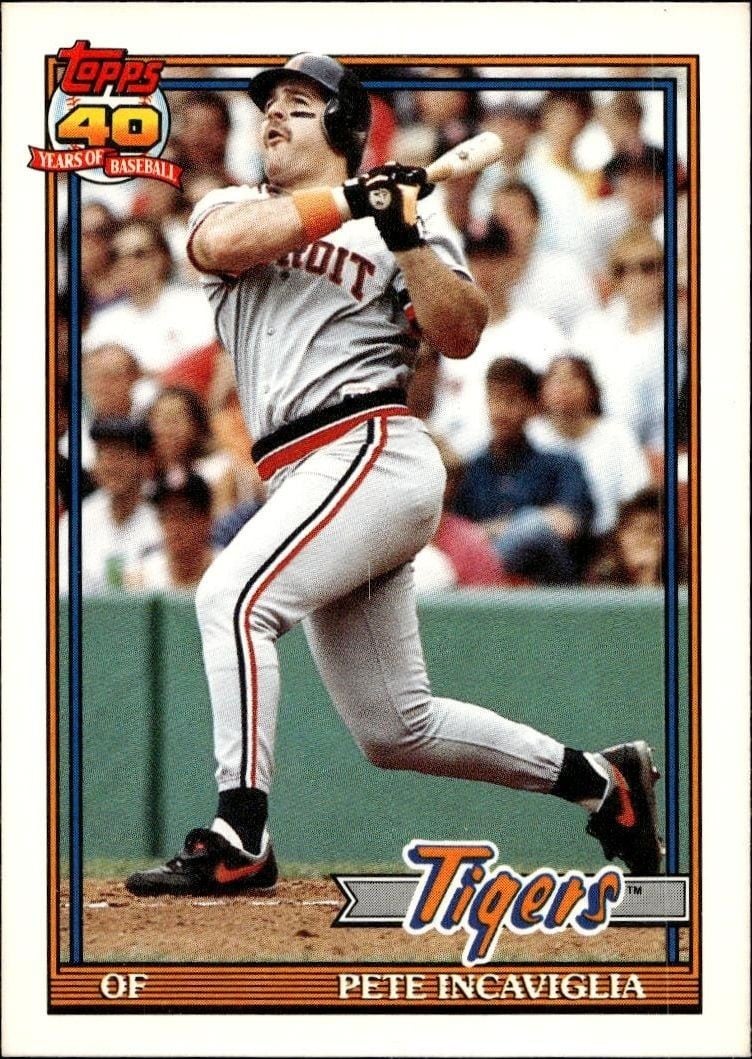 Pete Incaviglia 1991 Topps Traded Pete Incaviglia #57T baseball trading card front