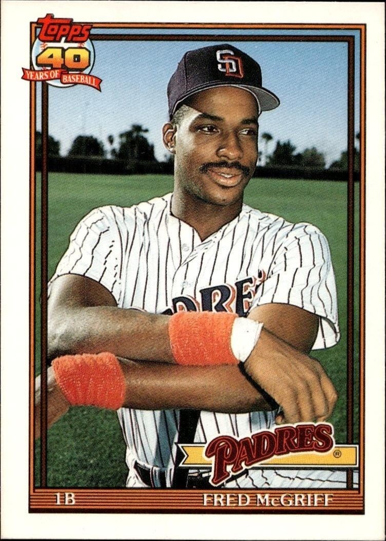 Fred McGriff 1991 Topps Traded Fred McGriff #77T baseball trading card front