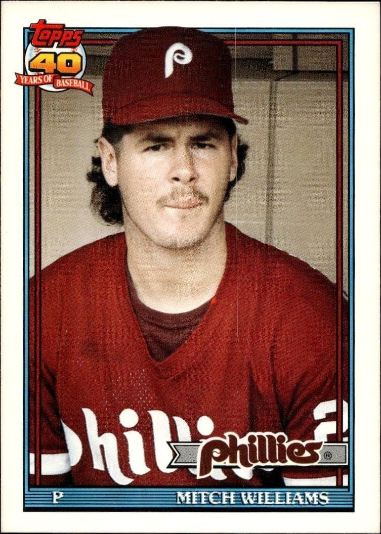 1991 Topps Traded Mitch Williams #127T trading card