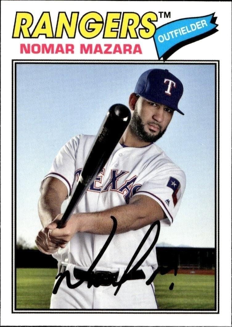 Nomar Mazara 2018 Topps Archives #133 Baseball Trading Card - Front 2018 Topps Archives Nomar Mazara #133 baseball trading card front