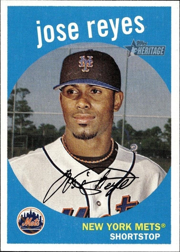 Jose Reyes 2008 Topps Heritage Jose Reyes #299 baseball trading card front