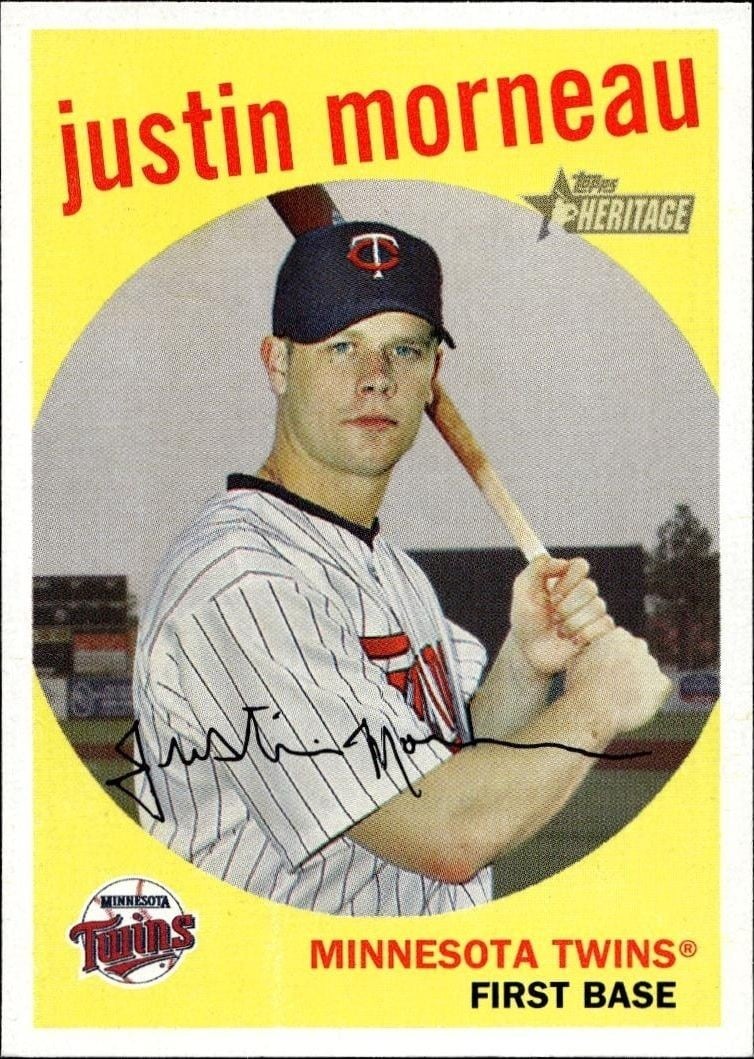 Justin Morneau 2008 Topps Heritage Justin Morneau #204 baseball trading card front