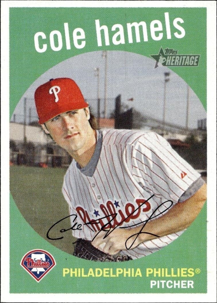 Cole Hamels 2008 Topps Heritage Cole Hamels #75 baseball trading card front