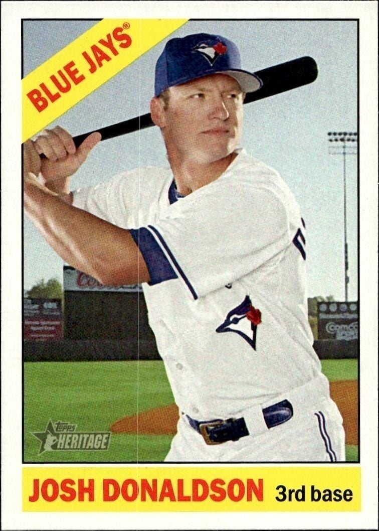 Josh Donaldson 2015 Topps Heritage #175 Baseball Trading Card - Front 2015 Topps Heritage Josh Donaldson #175 baseball trading card front