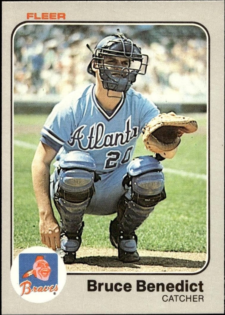 Bruce Benedict 1983 Fleer #130 Baseball Trading Card - Front 1983 Fleer Bruce Benedict #130 baseball trading card front