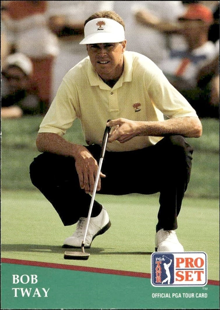 Bob Tway 1991 Pro Set Pga Tour #126 Golf Trading Card - Front 1991 Pro Set Pga Tour Bob Tway #126 golf trading card front