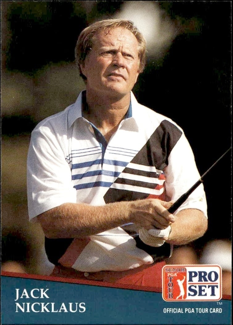 Jack Nicklaus 1991 Pro Set Pga Tour #229 Golf Trading Card - Front 1991 Pro Set Pga Tour Jack Nicklaus #229 golf trading card front