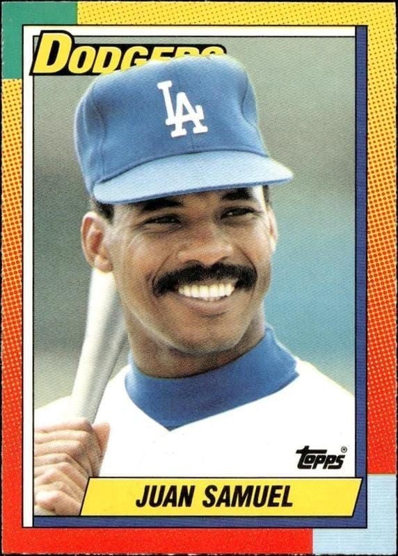 Juan Samuel 1990 Topps Traded #109T Baseball Trading Card - Front 1990 Topps Traded Juan Samuel #109T baseball trading card front