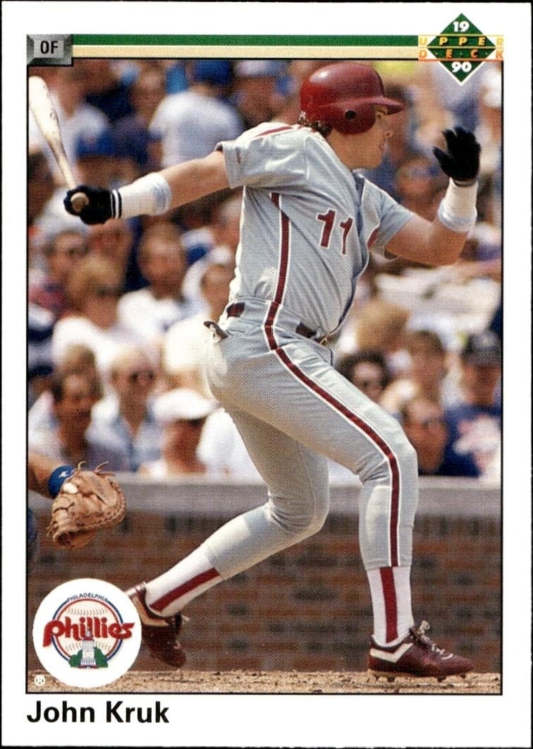 John Kruk 1990 Upper Deck #668 Baseball Trading Card - Front 1990 Upper Deck John Kruk #668 baseball trading card front
