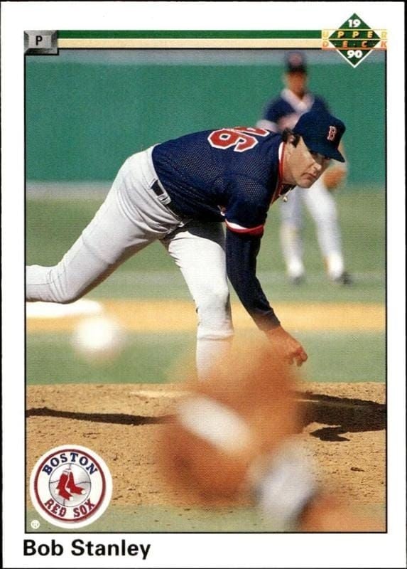 Bob Stanley 1990 Upper Deck #654 Baseball Trading Card - Front 1990 Upper Deck Bob Stanley #654 baseball trading card front