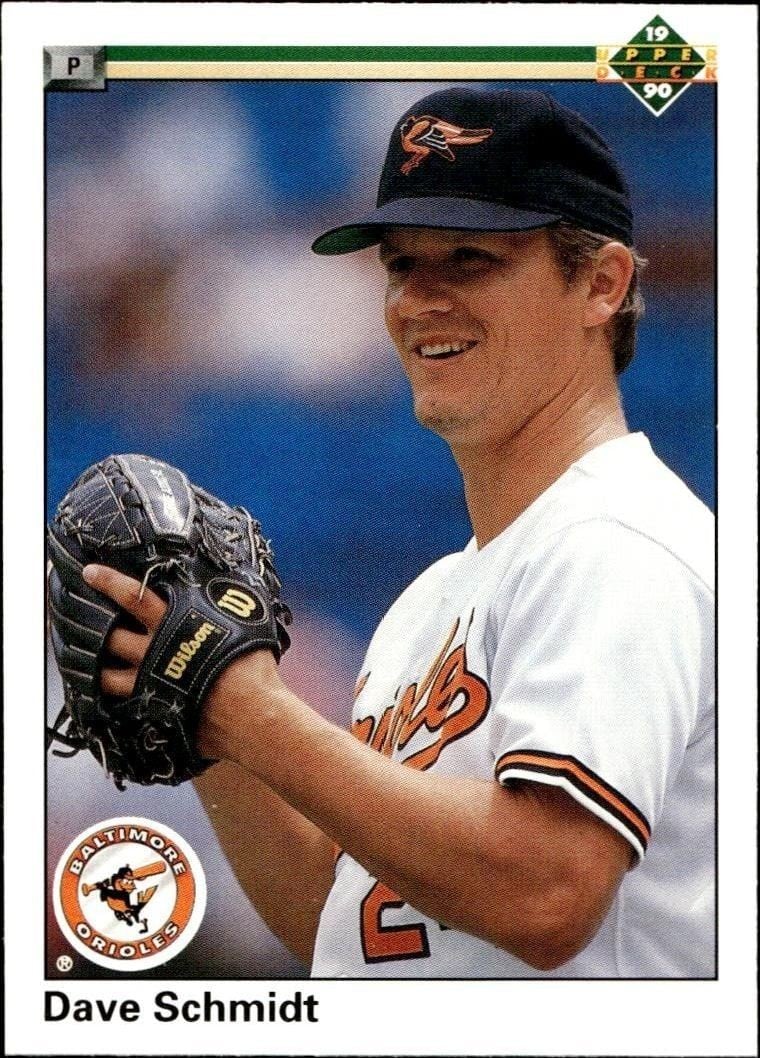 Dave Schmidt 1990 Upper Deck #641 Baseball Trading Card - Front 1990 Upper Deck Dave Schmidt #641 baseball trading card front