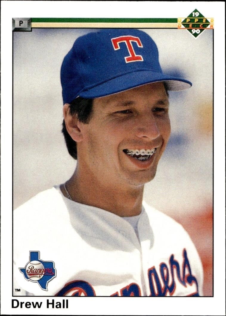 Drew Hall 1990 Upper Deck #631 Baseball Trading Card - Front 1990 Upper Deck Drew Hall #631 baseball trading card front