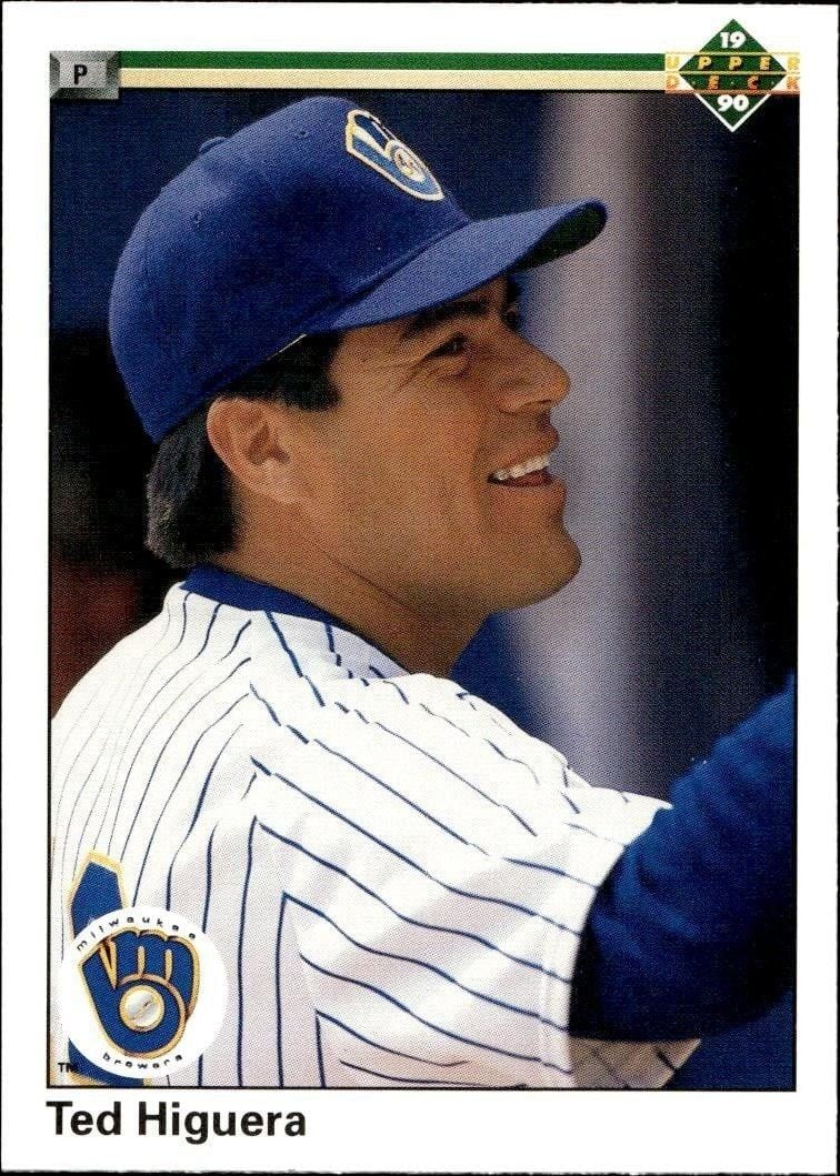 Ted Higuera 1990 Upper Deck #627 Baseball Trading Card - Front 1990 Upper Deck Ted Higuera #627 baseball trading card front