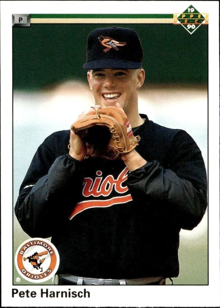Pete Harnisch 1990 Upper Deck #623 Baseball Trading Card - Front 1990 Upper Deck Pete Harnisch #623 baseball trading card front