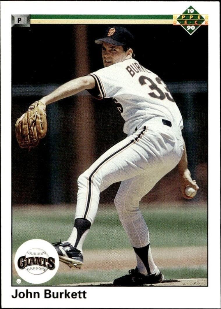 John Burkett 1990 Upper Deck #735 Baseball Trading Card - Front 1990 Upper Deck John Burkett #735 baseball trading card front