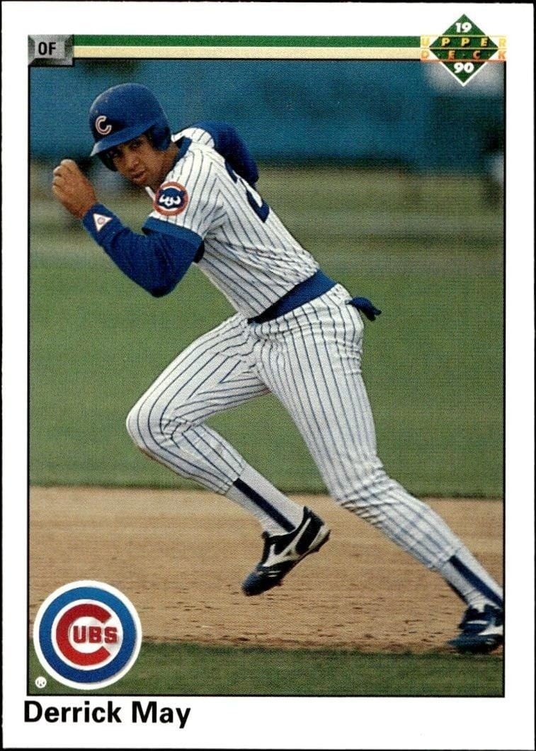 Derrick May 1990 Upper Deck #736 Baseball Trading Card - Front 1990 Upper Deck Derrick May #736 baseball trading card front