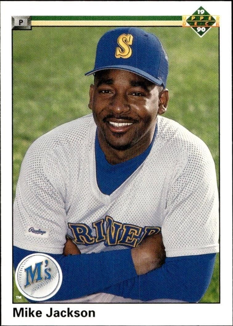Mike Jackson 1990 Upper Deck #494 Baseball Trading Card - Front 1990 Upper Deck Mike Jackson #494 baseball trading card front