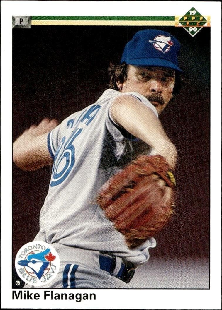 Mike Flanagan 1990 Upper Deck #483 Baseball Trading Card - Front 1990 Upper Deck Mike Flanagan #483 baseball trading card front