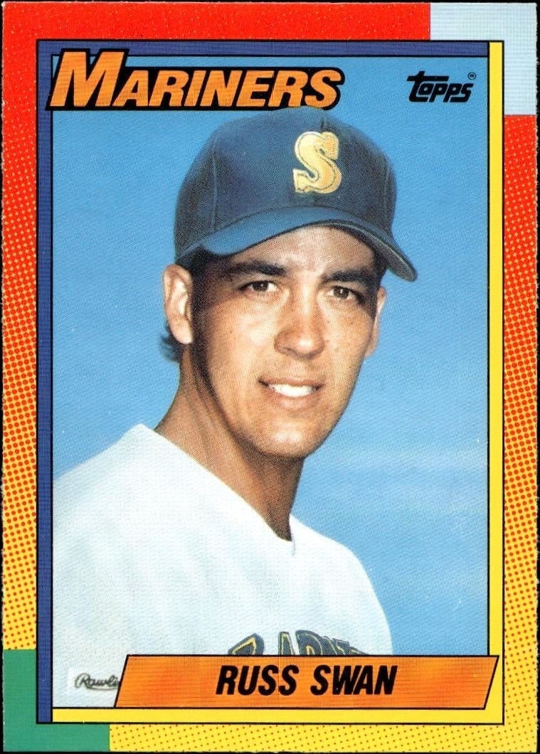 Russ Swan 1990 Topps Traded #121T Baseball Trading Card - Front 1990 Topps Traded Russ Swan #121T baseball trading card front