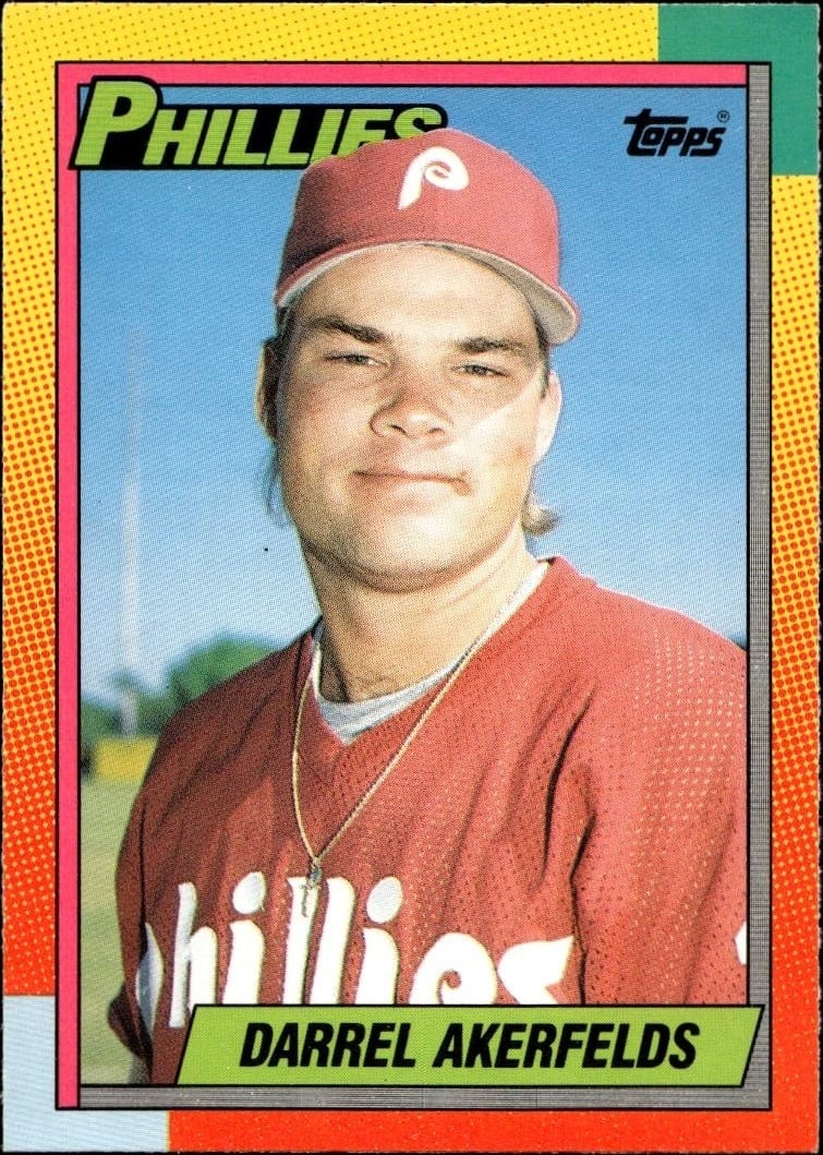 Darrel Akerfelds 1990 Topps Traded #1T Baseball Trading Card - Front 1990 Topps Traded Darrel Akerfelds #1T baseball trading card front