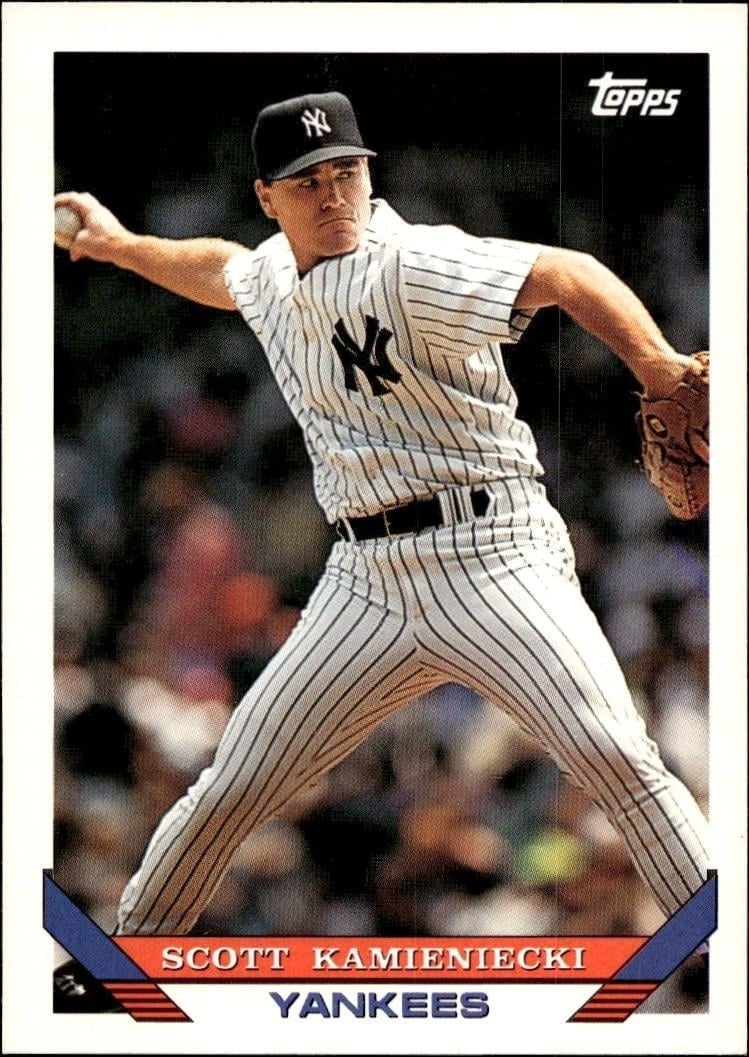 Scott Kamieniecki 1993 Topps Series 2 #749 Baseball Trading Card - Front 1993 Topps Series 2 Scott Kamieniecki #749 baseball trading card front