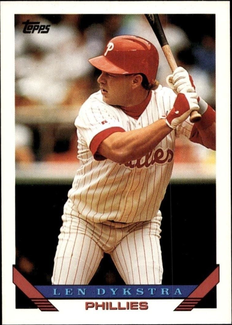 Len Dykstra 1993 Topps Series 2 #740 Baseball Trading Card - Front 1993 Topps Series 2 Len Dykstra #740 baseball trading card front