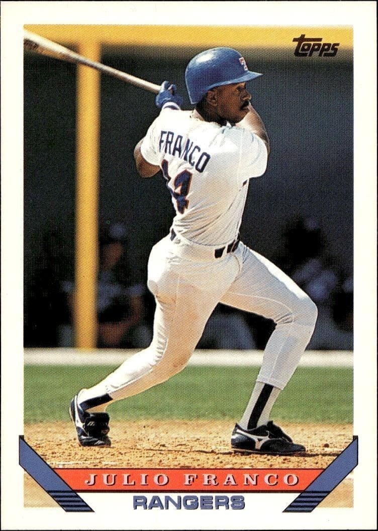 Julio Franco 1993 Topps Series 2 #670 Baseball Trading Card - Front 1993 Topps Series 2 Julio Franco #670 baseball trading card front