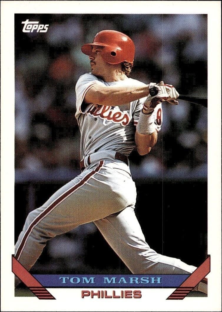 Tom Marsh 1993 Topps Series 2 #649 Baseball Trading Card - Front 1993 Topps Series 2 Tom Marsh #649 baseball trading card front