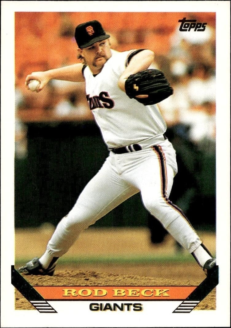 Rod Beck 1993 Topps Series 2 #604 Baseball Trading Card - Front 1993 Topps Series 2 Rod Beck #604 baseball trading card front