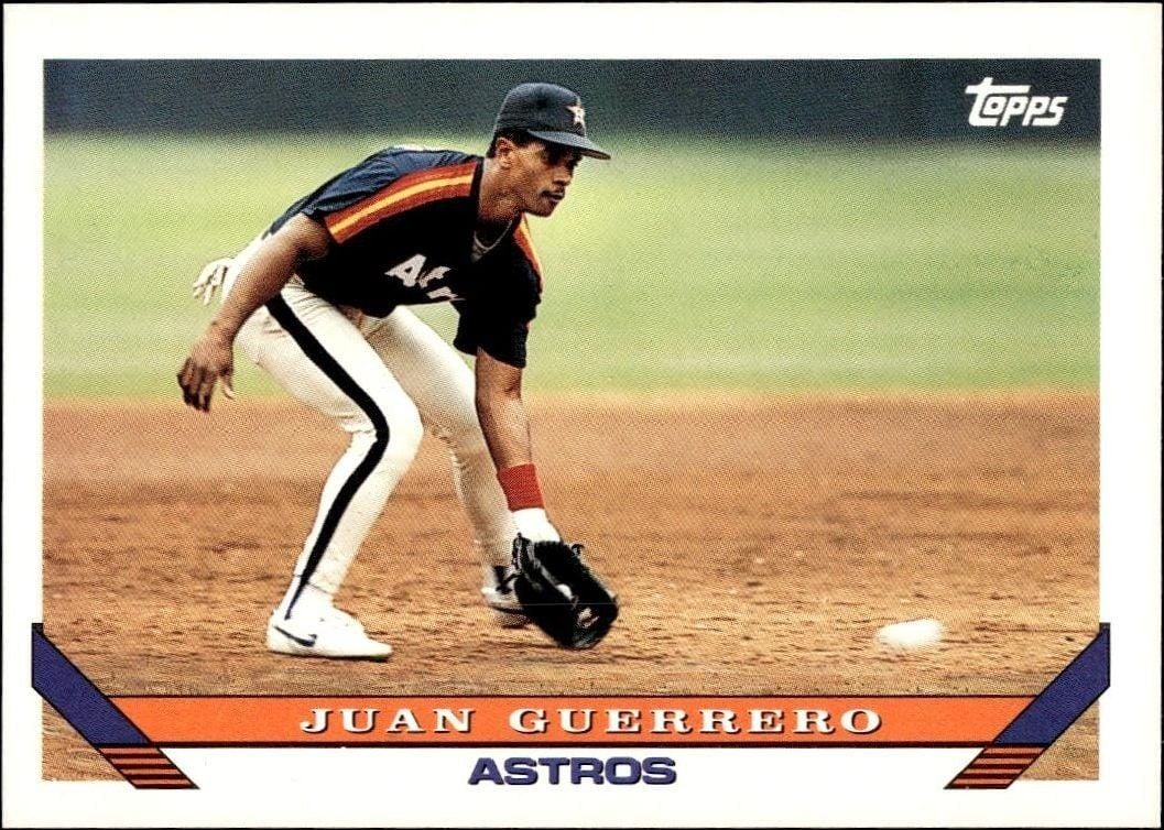 Juan Guerrero 1993 Topps Series 2 #414 Baseball Trading Card - Front 1993 Topps Series 2 Juan Guerrero #414 baseball trading card front
