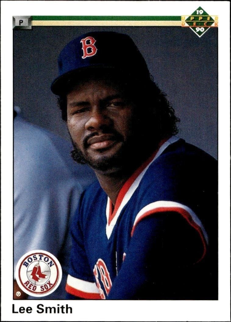 Lee Smith 1990 Upper Deck #393 Baseball Trading Card - Front 1990 Upper Deck Lee Smith #393 baseball trading card front