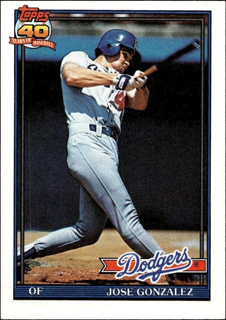 Jose Gonzalez 1991 Topps #279 Baseball Trading Card - Front 1991 Topps Jose Gonzalez #279 baseball trading card front