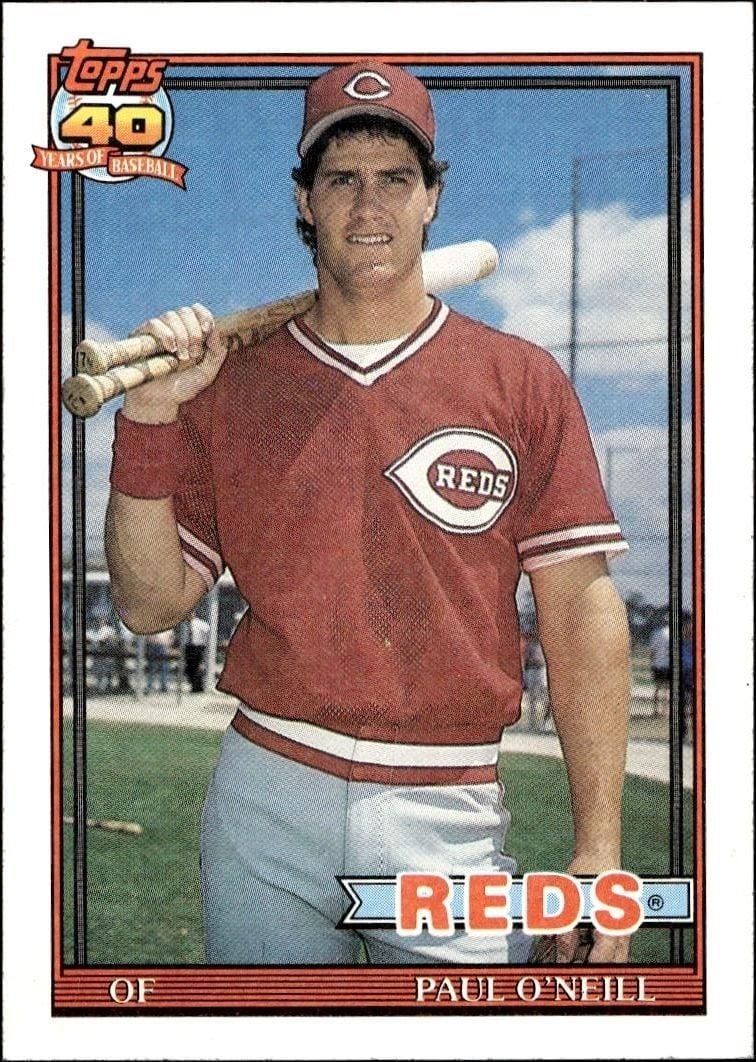 Paul O'Neill 1991 Topps #122 Baseball Trading Card - Front 1991 Topps Paul O'Neill #122 baseball trading card front
