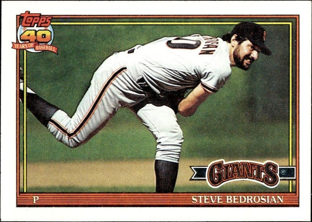 Steve Bedrosian 1991 Topps #125 Baseball Trading Card - Front 1991 Topps Steve Bedrosian #125 baseball trading card front