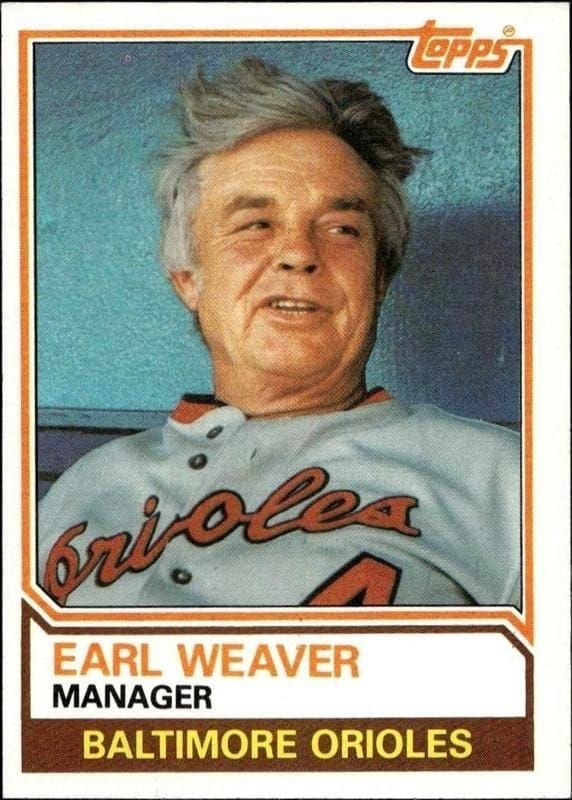 Earl Weaver 1983 Topps #426 Baseball Trading Card - Front 1983 Topps Earl Weaver #426 baseball trading card front