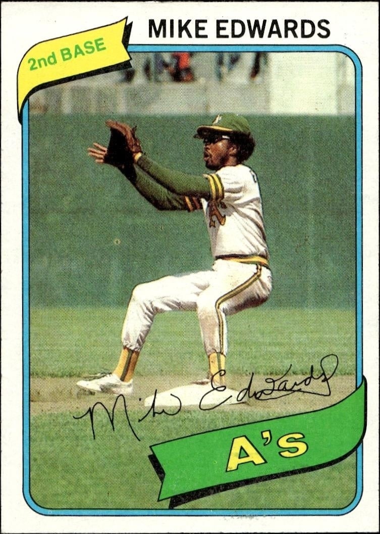 Mike Edwards 1980 Topps #301 Baseball Trading Card - Front 1980 Topps Mike Edwards #301 baseball trading card front